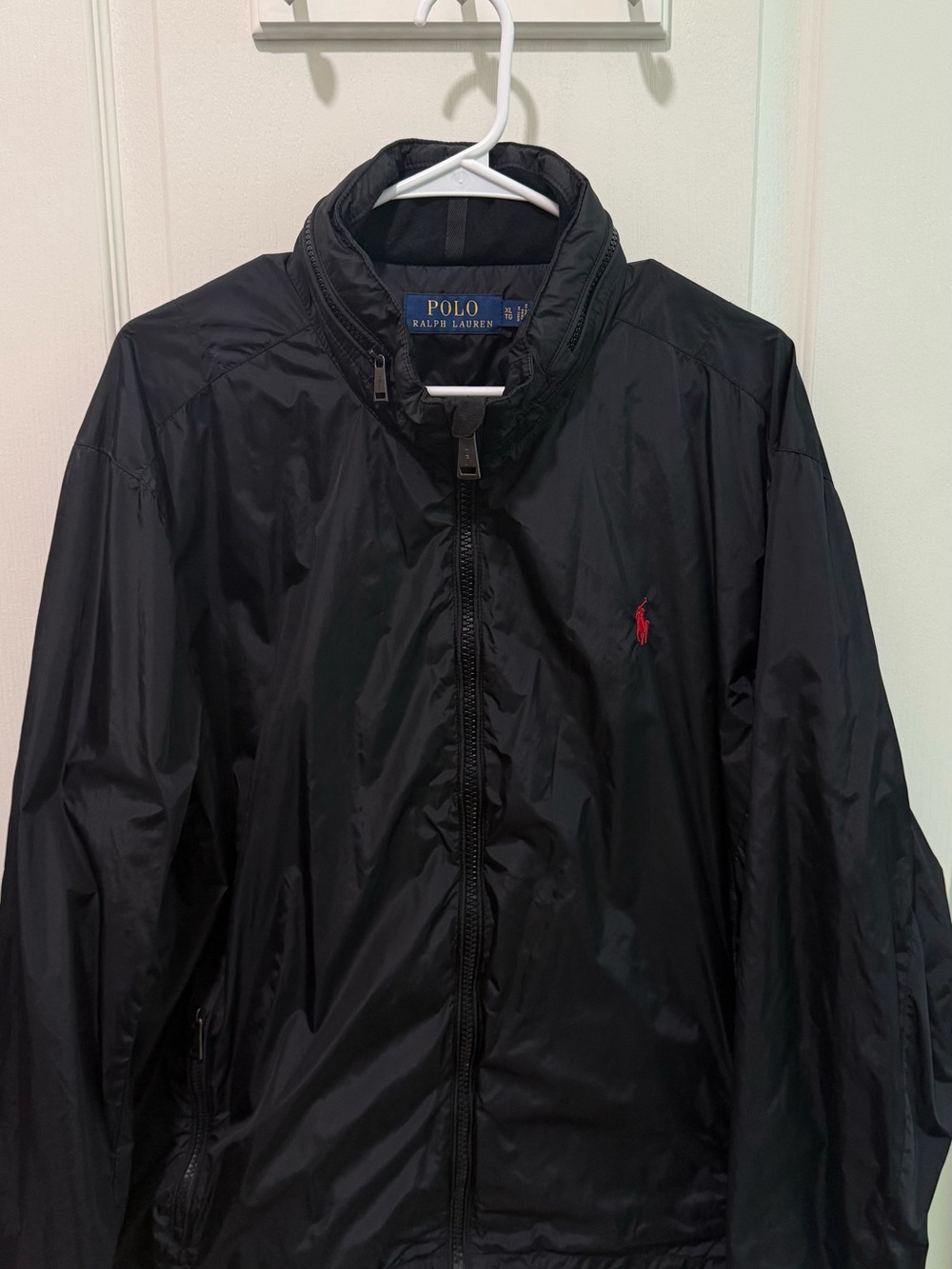 Ralph Lauren Black Windbreaker with Red Pony Logo